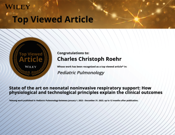 Top Viewed Article Certificate awarded to Charles Christoph Roehr. Thumbnail preview of the file.