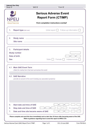 Sae Reporting Form Example Data Collection Forms | TOAST | NPEU