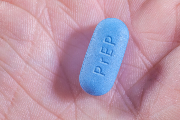 <p>Pill for Pre-Exposure Prophylaxis (PrEP) to prevent HIV in the palm of a hand
