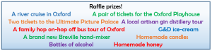 Raffle prizes