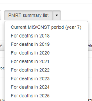 Screenshot of MBRRACE-UK on-line system case summary list