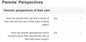 Screenshot of MBRRACE-UK on-line system parents perspective