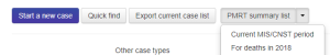 Screenshot of MBRRACE-UK on-line system PMRT summary list